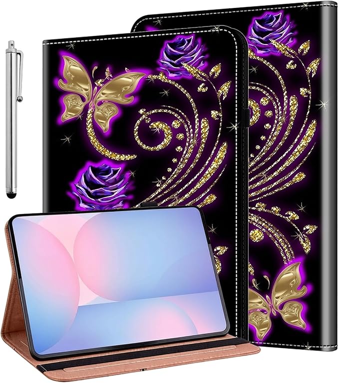 ALILANG Case for Samsung Galaxy Tab S10 FE+/ S10 FE Plus 13.1 Inch 2025 Folio Book Style Shockproof Folding Stand Cover for Samsung S10 FE Plus (SM-X620/SM-X626/SM-X626B) -Purple Butterfly