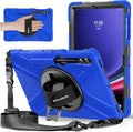 BRAECNstock Case for Samsung Galaxy Tab S10+ Plus/ S9 FE+ Plus/ S9+ Plus/ S8+ Plus/ S7 FE/ S7+ Plus 5G 12.4 inch Shockproof Protective Kids Cover with Pen Holder Rotating Hand Strap &amp Stand - Blue