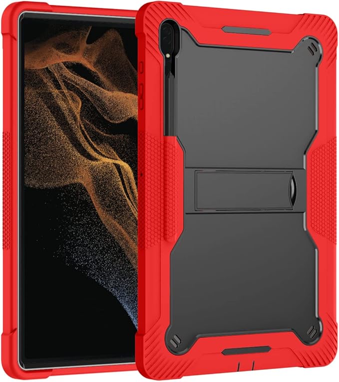 Protective Case Compatible with Samsung Galaxy Tab S9 Ultra 14.6 Inch 2023 Case with Built-in Stand Rugged Hybrid Shockproof Protective CoverCompatible with Samsung Galaxy Tab S9 Ultra(Red+Black)