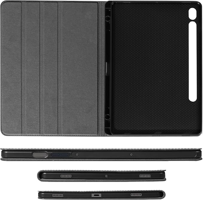 for Samsung Galaxy Tab S8 Plus/S7 Plus/S7 FE+ 12.4in Case with S Pen Holder 2020/2021/2022 Model(SM-X800/X806/T730/T736/T970/T975) Genuine Leather Cover Protective ShellAuto Wake/Sleep.Black
