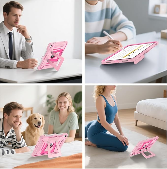 Soke Case for iPad (A16) 11th Generation 11-Inch 2025 /10th Generation 10.9-Inch 2022 with Screen Protector and Multi-Angle Kickstand Rugged Full Body Heavy Duty Protective Cover - Pink