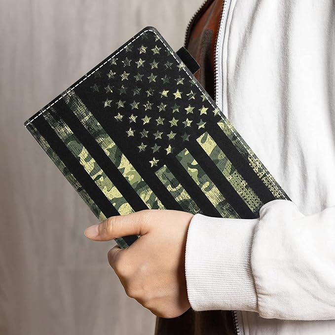 Case for Amazon Kindle Fire HD 10 &amp 10 Plus Tablet 10.1 (13th/11th Generation 2023/2021 Release) - PU Leather Folio Case with Smart Auto Wake/Sleep American Flag Camo