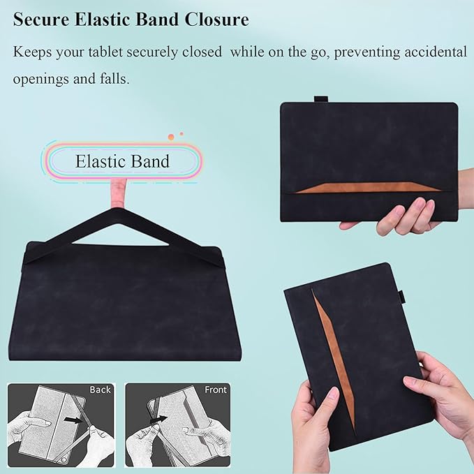 Case for Samsung Galaxy Tab S10 FE+/S10 FE Plus 13.1 Inch 2025 Model (SM-X620/SM-X626B) with Pencil Holder/Pocket/Card Slots Folio Stand PU Leather TPU Back Shockproof Wallet Cover Black