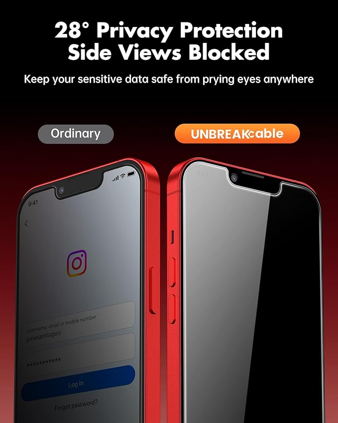 UNBREAKcable 4PCS Screen Protector for iPhone 14 Plus - 2 Privacy Tempered Glass+ 2 Clear Glass Double Shatterproof [Installation Frame] [9H Hardness] [Case Friendly] Anti-Scratch iPhone 6.7 inch