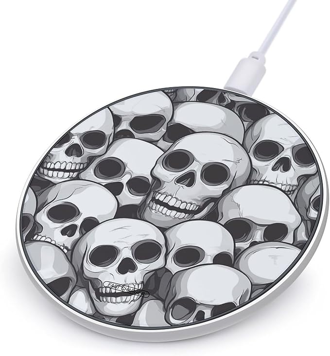 Halloween Skulls Print Wireless Charger Anti-Slip Wireless Charging Pad Slim Charger Mat for Men Women