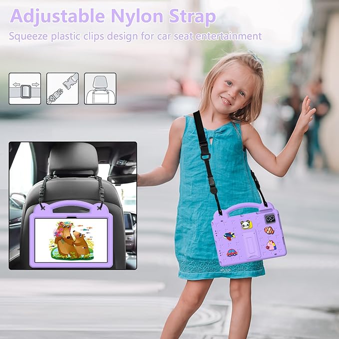 for Revvl Tab 2 Case (2025) EVA Shockproof Tablet Cover with Stand Handle Shoulder Strapfor Tmobile Revvl Tab 2 Tablet Case 10.1'' Purple