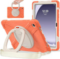Case for Galaxy Tab A9 Plus 11 2023 (SM-X210/ X215/ X216) Heavy Duty Protective Case with 360 Degree Swivel Stand&ampHand Strap&ampShoulder Strap (Living Coral)