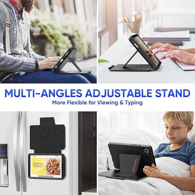 SEYMAC stock Case for Samsung Galaxy Tab A9 8.7'' Case with Magnetic Multi-Angles Stand Card Slot for Galaxy Tab A9 8.7'' SM-X110/X115/X117 (Black)