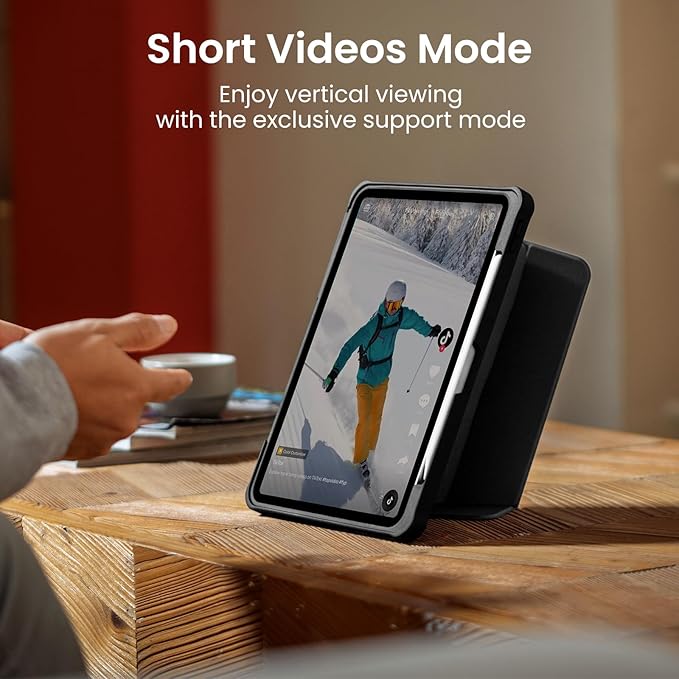 tomtoc Inspire-Pivot Case for iPad Pro 13 Inch (M5/M4) 2025 Pivot Design Provides Stable Stand Functionality for Various Viewing Experience Vertical Case with Apple Pencil Holder Auto Wake/Sleep