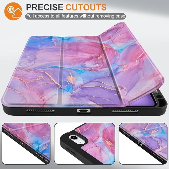 MEEgoodo for M4/M3/M2 iPad Air 11 inch Case 2026 2025 2024Case for iPad Air 5th Generation/iPad Air 4th Gen 10.9 inch 2022 2020 Tablet Cover with Soft TPU Back Shell Pink Marble Texture