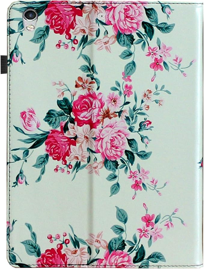Case for iPad 10.2 9th 8th 7th Generation Multi Stand Folio Smart Cover with Pocket Auto Wake Up/Sleep for 2021/2020/2019 A2602 A2603 A2604 A2270 A2428 A2429 A2197 A2200 (Green Pink Flower)