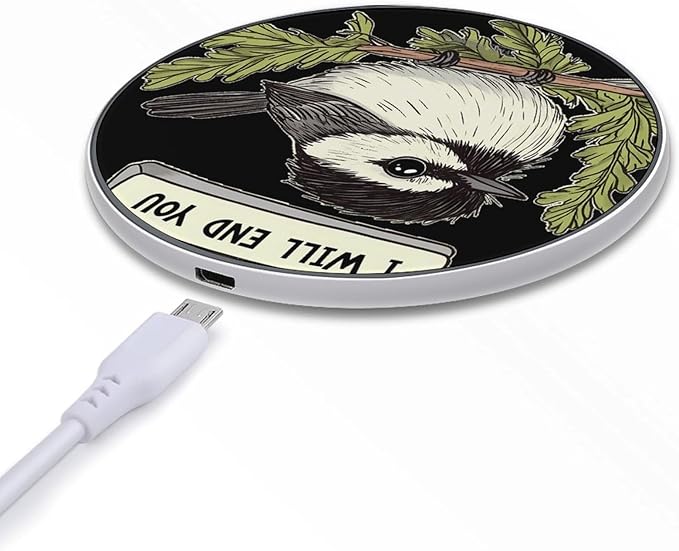 Chickadee Will End You Phone Charger Magnetic Charging Pad Anti-Slip with USB Cable