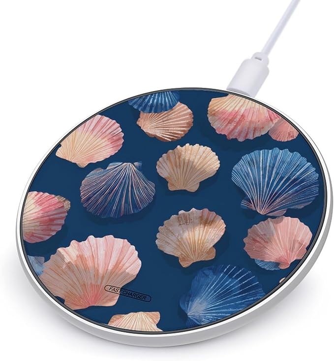 Seashells Scallops Phone Charger Magnetic Charging Pad Anti-Slip with USB Cable