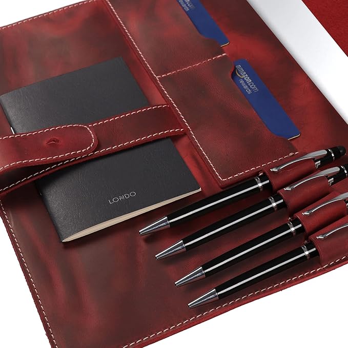 Londo Genuine Leather Tablet Cover for 11-Inch iPad Air iPad Pro 11 iPad – Case with Two Card Slots &amp Leather Pen/Apple Pencil Holders