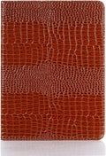 iPad Pro 13'' (M5 2025) (M4 2024) Case for Women DMaos Synthetic Crocodile Leather Stand Folio Smart Cover with Pen Holder Auto Sleep/Wake - Brown