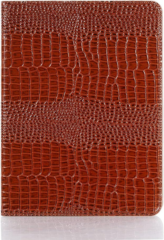 iPad Air 13'' (M4 2026)(M3 2025)(M2 2024) Case iPad Pro-3 4 5 6 (12.9'') Case for Women DMaos Synthetic Crocodile Leather Stand Folio Smart Cover with Pen Holder - Brown