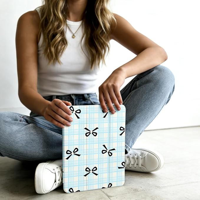 Checkered Blue Bow