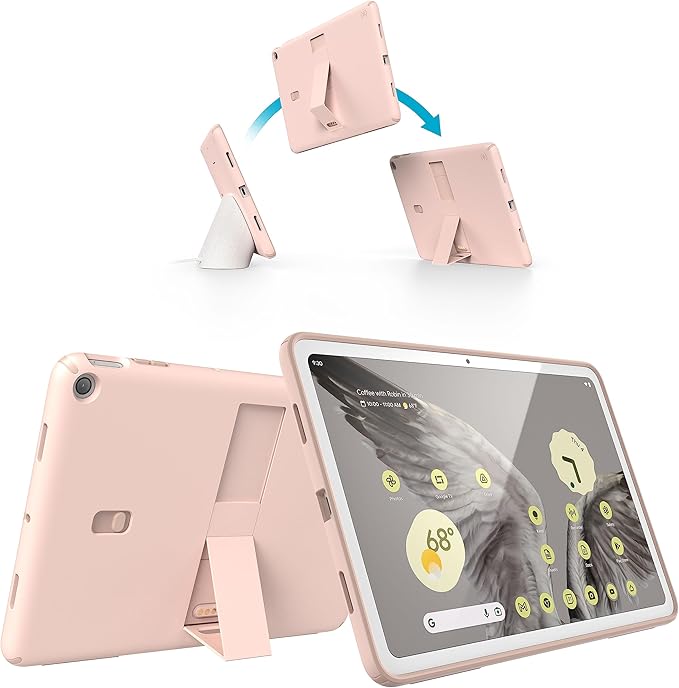 Speck Google Pixel Tablet 2023 Case and Stand - Full Back Thin Scratch Resistant Drop Protection &amp Adjustable Kickstand - Works with Google Pixel Charging Speaker Dock - Coral &amp Rose Standy