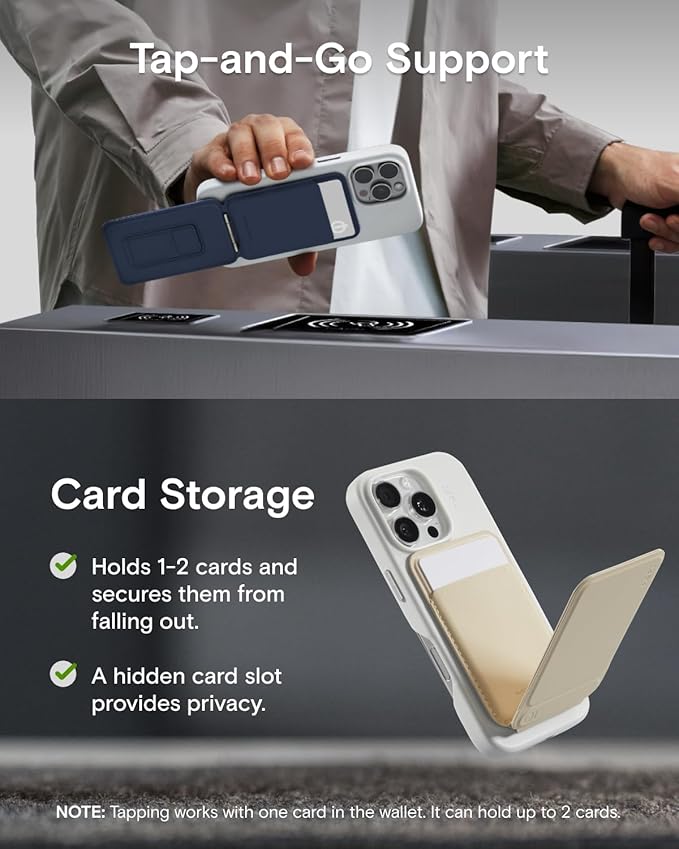 MOFT Phone Tripod Wallet 3 in 1 Phone Stand Magnetic Wallet NFC-Supported Magnetic Phone Stand MOVAS Vegan Leather Adjustable Card Holder Earthen Beige