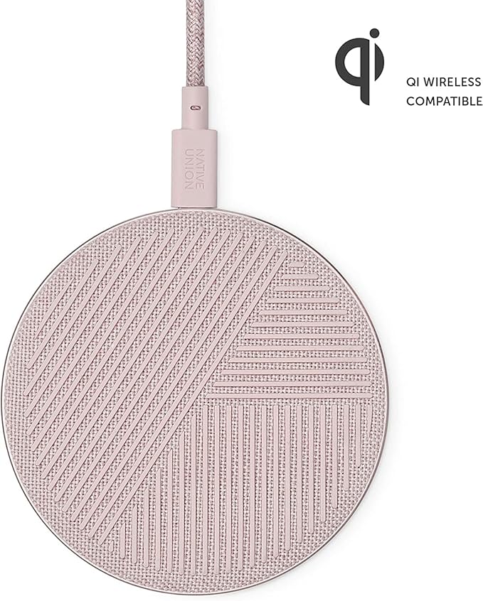 Native Union Drop - High Speed Wireless Charger [Qi Certified] 10W Non-Slip Fast Wireless Charging Pad - Compatible with iPhone 12/12 Pro/12 Pro Max/12 mini/11/11 Pro/11 Pro Max (Rose)