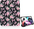 Spring Garden Butterfly Bow Case for iPad Air 13 Inch M3 2025/M2 2024[Pencil Holder+Auto Sleep/Wake]Slim Trifold Stand Protective Cover with Soft TPU BackBlack