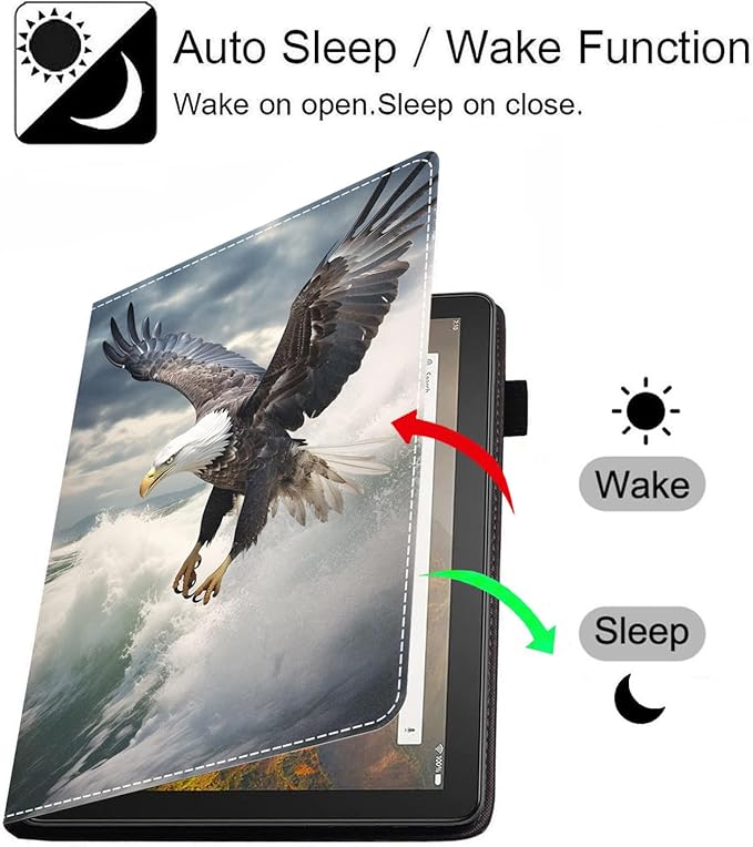 Case for All-New Amazon Fire HD 10 &amp 10 Plus Tablet 10.1 (13th/11th Generation 2023/2021 Release) Slim PU Leather Stand Cover with Card Slot &amp Auto Wake/Sleep Bald Eagle