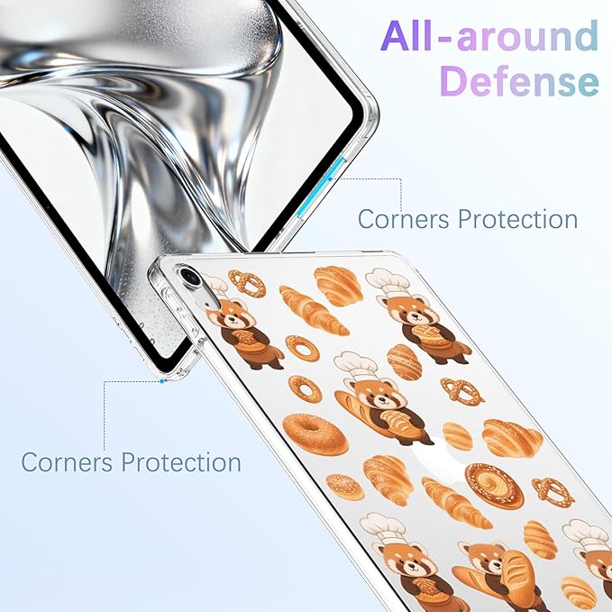 for iPad Air 13 (M3) 2025/ (M2) 2024Red Panda Pastry Chef Crystal Clear CaseSlim Lightweight Anti-Scratch Soft TPU Bumper Hard Acrylic Back Cover for Women