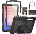 SEYMAC Case for Samsung Galaxy Tab S11 5G 2025 11 Inch Heavy Duty Shockproof Protective Case with Screen Protector 360° Rotating Stand Hand/Shoulder Strap and Pen Holder Black