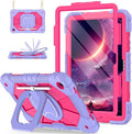for Galaxy Tab A11+ Plus/A9+ Case 11” Rugged Case for Samsung Galaxy A11 Plus/ A9 Plus Tablet with 360 Rotating Stand Screen Protector Shoulder Strap Pen Holder 2025/2023 Model Purple Pink