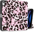 Mektron Case for iPad Air 11 inch (M4 2026 8th /M3 2025 7th /M2 2024 6th) Compatible with iPad Air 10.9 (2022 5th Gen /2020 4th Gen) Tablet Cover Buit in Pencil Holder Leopard Pink Butterfly