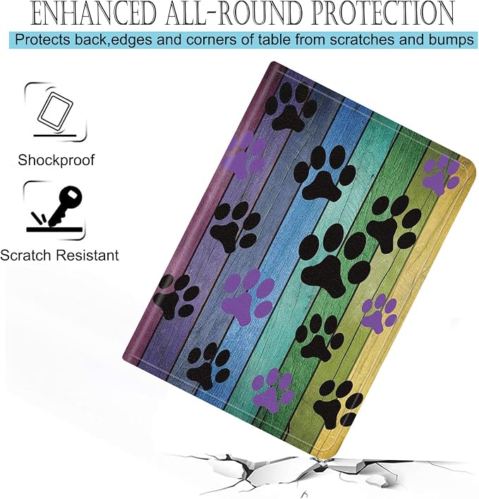 Colorful Woodgrain and Dog Paw Prints