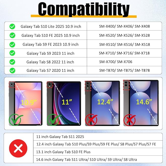 BRAECNstock for Samsung Galaxy Tab S10 Lite/ S10 FE/ S9 FE/ S9/ S8/ S7 5G Case 10.9/11 Shockproof Protective Kids Case with Pencil Holder Rotating Hand Strap &amp Stand Shoulder Strap Rose Red