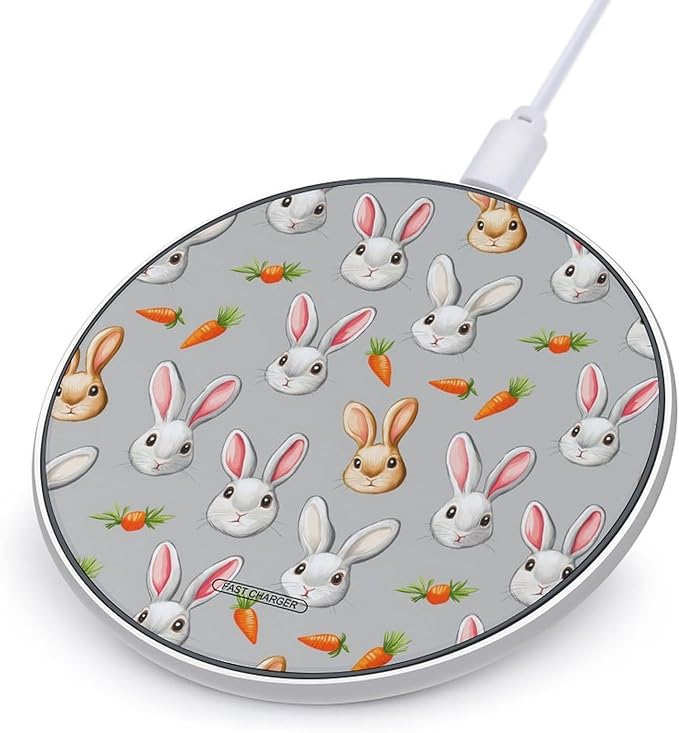Rabbits Print Wireless Charger Anti-Slip Wireless Charging Pad Slim Charger Mat for Men Women
