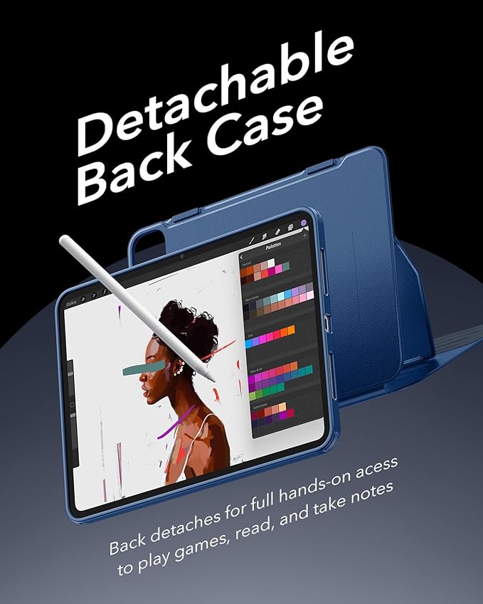 ESR for iPad Pro 13 Inch Case (M5/M4) 2025/2024 Rotating Case with Removable Magnetic Cover Adjustable Portrait/Landscape Stand 9 Standing Angles Shift Series Blue