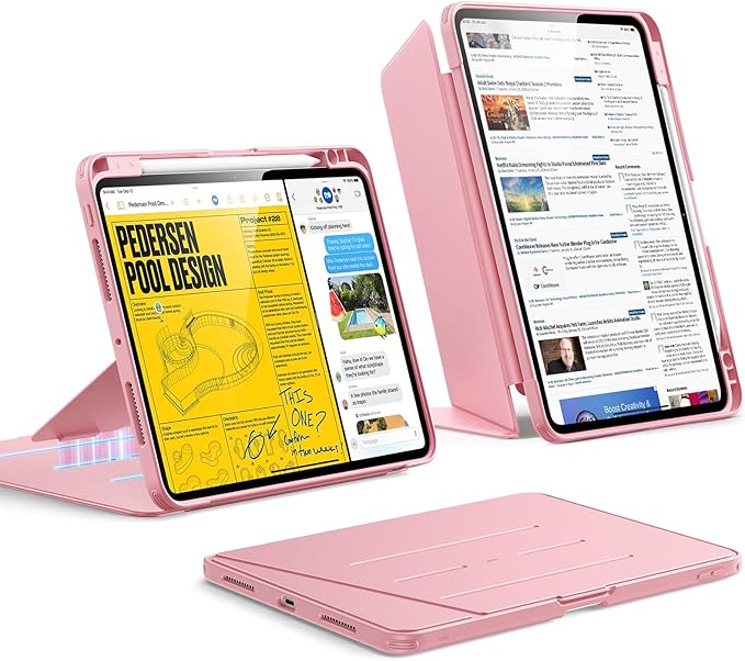 ESR for iPad Pro 11 Inch Case (M5/M4) 2025/2024 Vertical Stand Cover Multi Stand Angles Ultra-Stable Case with Pencil Holder Flip Series Pink