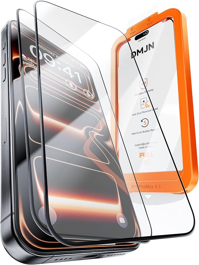 DMJN UNBREAK Glass for iPhone 17 Pro Max Screen Protector (13FT Military Grade Shatterproof) Screen Protector 17 Pro Max Tempered GlassEasy InstallationFull Edge Coverage9H+ Glass2 Packs