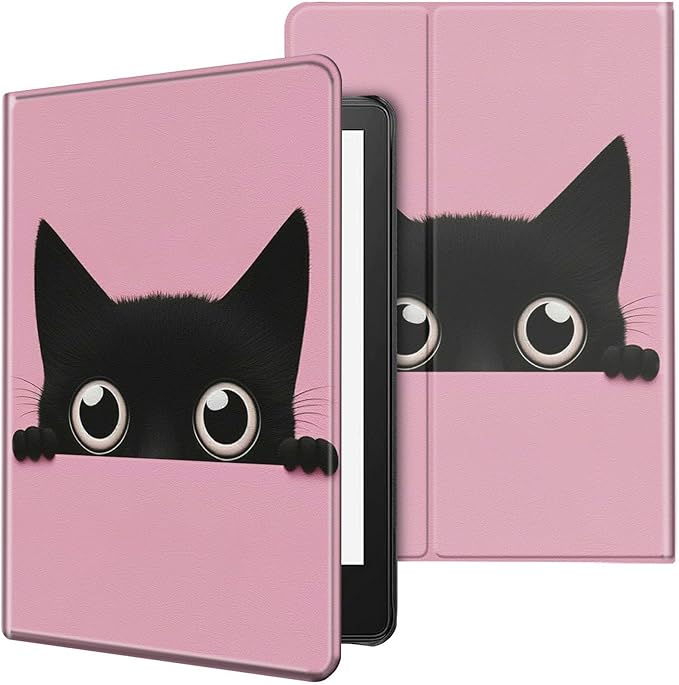 Case for All-New Kindle Paperwhite 12th Generation 7 inch 2024 &amp Kindle Colorsoft Signature Edition 2024 Lightweight Protective PU Leather Smart Stand Cover with Auto Wake Sleep - Cute Cat