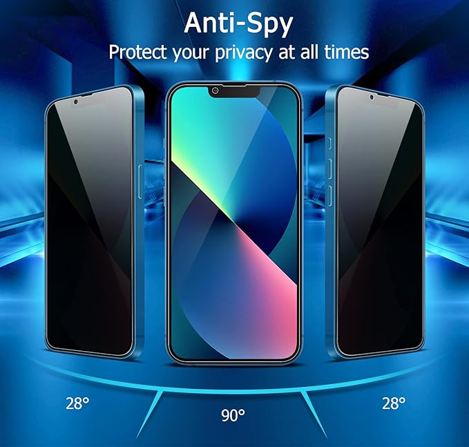 2 Pack Privacy Screen Protector for iPhone 13 Anti-Fingerprint Anti-peeping 9H Tempered Glass Film Smooth Touch