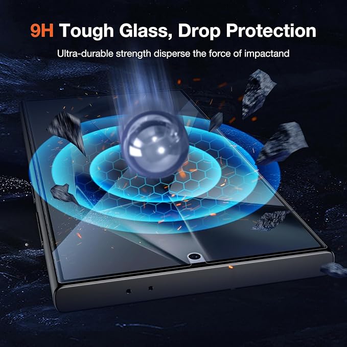 2 Pack Privacy Screen Protector for Samsung Galaxy S24 Ultra Anti-Spy Private Protective Film 100% Fingerprint Unlock 9h+ Tempered Glass Automatic Dust Removal Anti-Scratch Protection