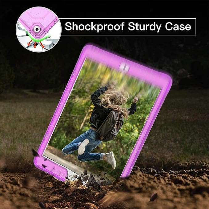 Case for iPad Air 2 Case for iPad 6th/5th Generation 2018/2017 for Apple iPad 9.7 inch with Screen Protector/Stand Glitter Purple Full-Body Coverage Slim Cover for Girls Women Kids