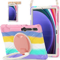 BATYUE Case for Samsung Galaxy Tab S10+ Plus /S9 FE+ Plus /S9+ Plus /S8+ Plus /S7+ Plus /S7 FE 5G 12.4 inch Shockproof Protective Tablet Case with Shoulder Strap Kickstand Rainbow