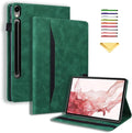 Case for Samsung Galaxy Tab S10 FE+/S10 FE Plus 13.1 Inch 2025 Model (SM-X620/SM-X626B) with Pencil Holder/Pocket/Card Slots Folio Stand PU Leather TPU Back Shockproof Wallet Cover Green