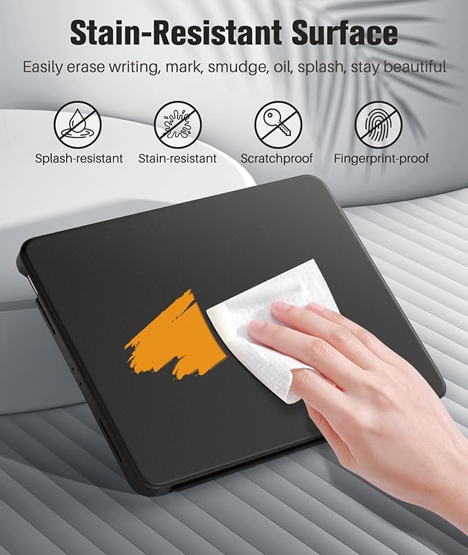 MoKo for iPad Air 13-Inch Case (M4/M3/M2) 2026/2025/2024 with Pencil Holder Heavy Duty 13 Inch iPad Air Case with Screen Protector Clear Back Lens Protector Multi-Angle Magnetic Stand Black