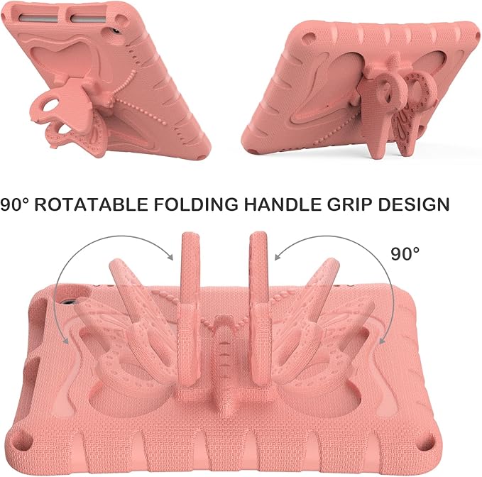 for Kindle Fire HD8 (2020/2022) Kids Girl Tablet Case Butterfly Wings Kickstand EVA Material Light Weight Shockproof Rugged Heavy Duty Kids Case for Kindle Fire HD8 Plus (2020/2022) (Pink)