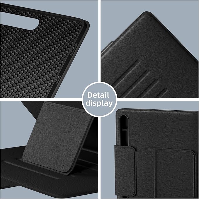 Case for Samsung Galaxy Tab S10 Lite/ S10 FE 2025/ S9 FE 10.9 inch/ S9 11 inch with Screen Protector Adjustable Angles Stand Back Cover Shockproof Premium PU Leather Case (Black)