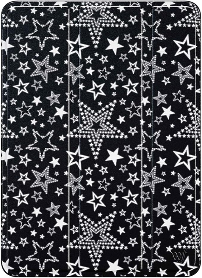 Wildflower Cases - Star Girl iPad Pro Folio Compatible with Apple iPad 11 | White Black Stars Trendy - Durable Protective Leather Cover Lightweight Built-in Stand Women Owned Small Business