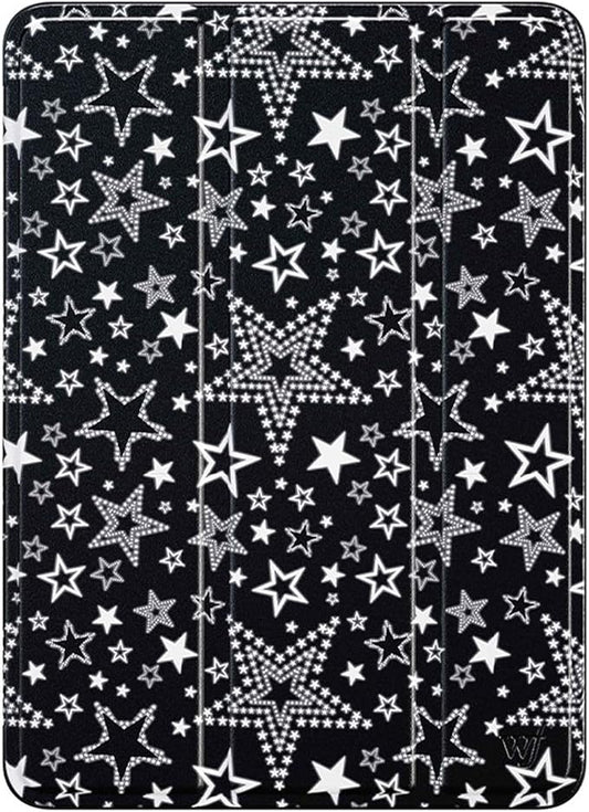 Wildflower Cases - Star Girl iPad Pro Folio Compatible with Apple iPad 11 | White Black Stars Trendy - Durable Protective Leather Cover Lightweight Built-in Stand Women Owned Small Business