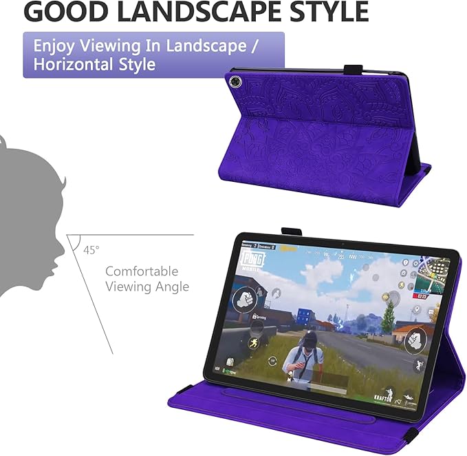 Dteck Case for All-New Amazon Fire HD 10 and 10 Plus Tablet (13th/11th Generation 2023/2021 Release)PU Leather Slim Folding Stand Cover with Pencil Holder Shockproof Magnetic Card Slots ShellPurple