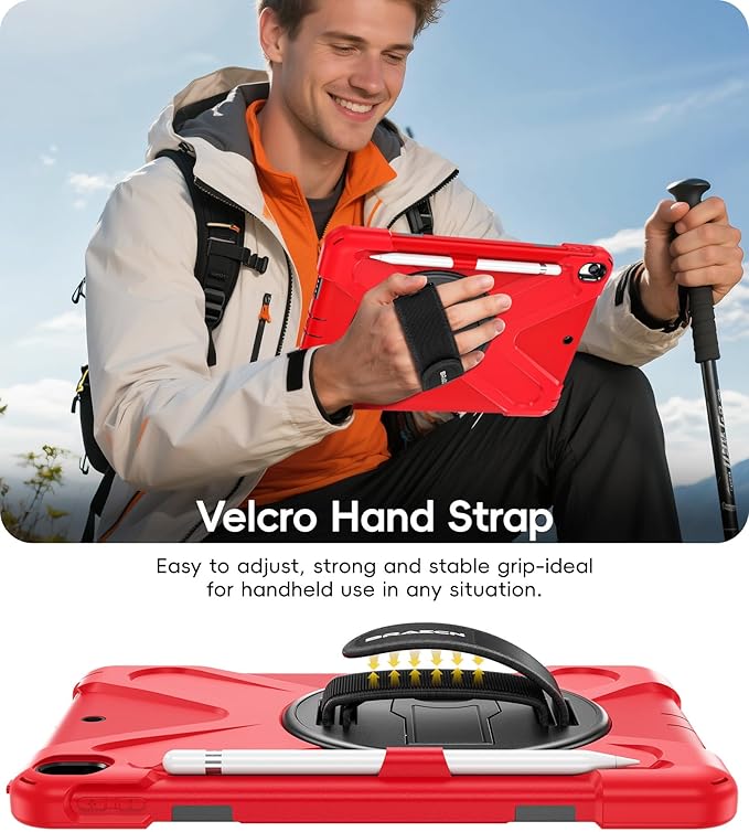 BRAECN Case for iPad Air 3rd Generation 2019 / iPad Pro 10.5 inch 2017 Rugged Heavy Duty Shockproof Cover with Pencil Holder 360° Rotating Kickstand &amp Adjustable Hand Strap &amp Shoulder Strap
