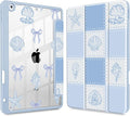 May Chen for iPad 9th Generation with Pencil Holder iPad 8th/7th Gen Case 10.2-inch [Penceil Holder] Trifold Stand Auto Wake/Sleep Clear TPU Protection Back Cover Blue Checkered